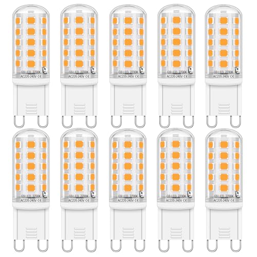 Auting G9 LED Lampe für G9 Sockel Warmweiß 2700K 400 Lumen 4W Ersatz für herkömmliche 30W Leuchtmittel nicht dimmbar kein Flackern 10 er Pack