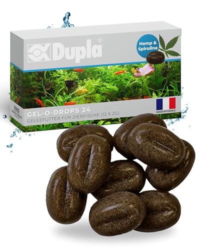 Dupla Gel-O-Drops 24 Hemp Spirulina I 12 x 2 g I Geleefischfutter mit Hanfmehl und Spirulina I leicht dosierbares Zierfischfutter I nährstoffreiches Aquarienfutter I ungekühlt aufbewahrbar