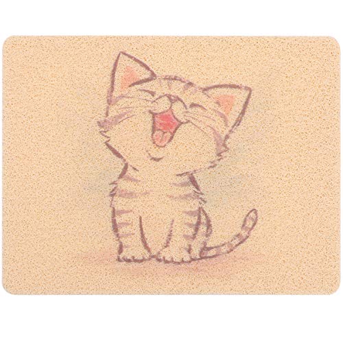 VilLCase rutschfest weich leicht zu reinigen 49x 40 cm Cartoon Katzenmuster Khaki