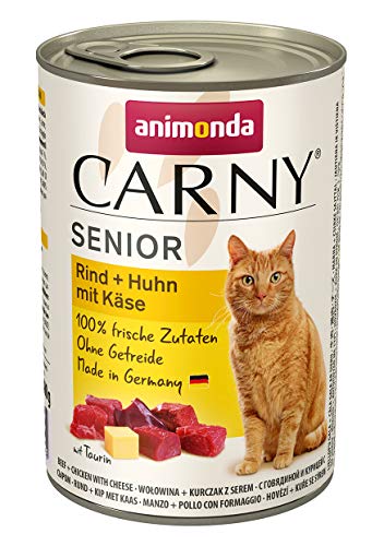 animonda Carny Katzenfutter Senior Nassfutter für Katzen ab 7 Jahren Rind Huhn mit Käse 6 x 400 g