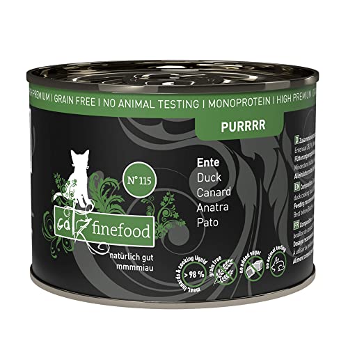 catz finefood Purrrr Ente Monoprotein Katzenfutter nass N 115 für ernährungssensible Katzen 70% Fleischanteil 6 x 200g Dose