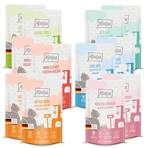 MjAMjAM   Premium Nassfutter fÃ¼r Katzen   Probierpaket 12er Pack 12x 125g getreidefrei extra viel Fleisch