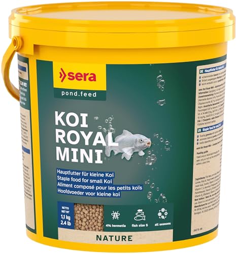 sera Futter Royal Mini 3 8 l 1 1kg Hauptfutter für bis 12 cm Teichfutter frei von Farb  Konservierungsstoffen Leicht verdaulich wasserfreundlich Fischfutter Teich