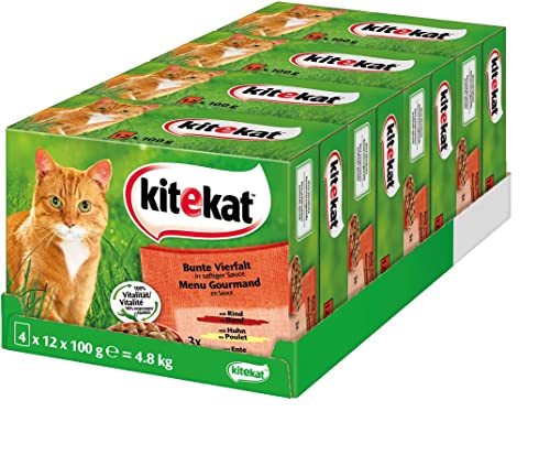 Kitekat Kitekat Multipack 12x100g Bunte Vierfalt in Soße 4er Pack 4 x 1.2 kg