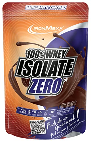 IronMaxx 100% Whey Isolate Zero Protein Pulver - Schokolade 400g Beutel zuckerfreies wasserlösliches Eiweißpulver aus Molkenprotein verschiedene Geschmacksrichtungen