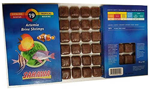 Neu Sahawa blau Fischfutter Frostfutter 5X 100g Brutto im Blister Artemia 1x100g Futtersticks zum Testen