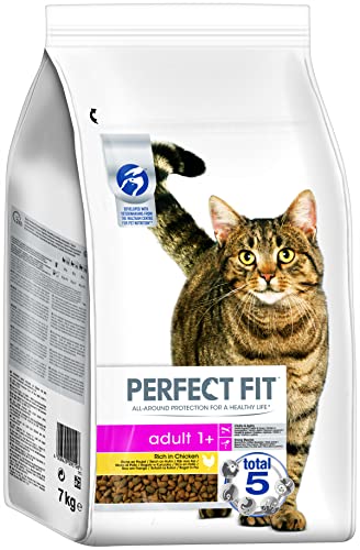 Perfect Fit Adult 1 Katzentrockenfutter reich an Huhn 7kg 1 Beutel Premium Katzenfutter trocken für erwachsene Katzen ab 1 Jahr zur Unterstützung der Vitalität