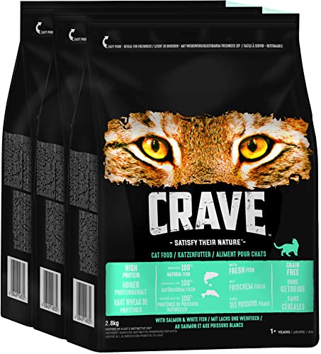  Premium Trockenfutter Lachs Weißfisch für Katzen Getreidefreies Adult Katzenfutter hohem Proteingehalt 3x 2 8 kg
