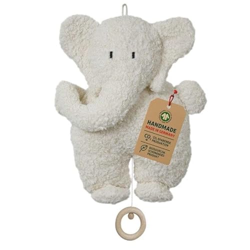Efie Spieluhr Elefant aus Bio-Baumwolle KBA GOTS-Zertifiziert waschbar handgefertigt Made in Germany Melodie Brahms Wiegenlied