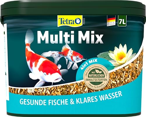 Tetra Pond Multi Mix - Fischfutter für gemischten Teichbesatz enthält vier verschiedenen Futtersorten Flockenfutter Futtersticks Gammarus Wafer 7 Liter