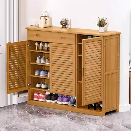 Bagewniner Schuhregal Bambus Schmales Schuhablage Schublade 7 stöckige Schrank Geeignet für Schlafzimmer Im Flur Platzsparend Stabil 120x33.5x100cm