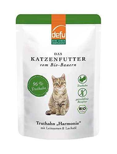 defu Katzenfutter 14 x 85 g Bio Truthahn Harmonie Nassfutter Premium Bio Katzenfutter Pate für Katzen