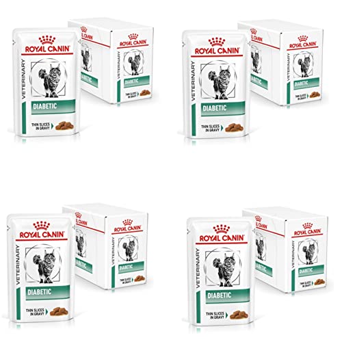 Royal Canin Veterinary Diabetic 4er Pack 4 x 12 x 85 g Diät-Alleinfuttermittel für Katzen Zur Regulierung der Glucoseversorgung Mit feinen Stückchen in Soße