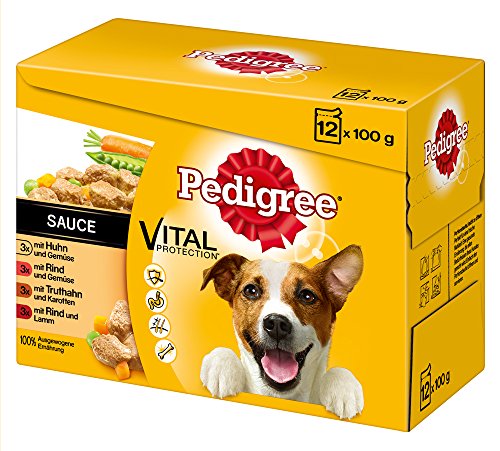 Pedigree Hundefutter Nassfutter Adult in Sauce 12 Portionsbeutel 12 x 100g