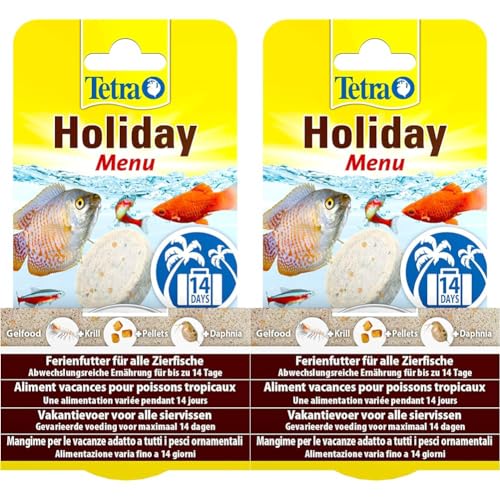 Tetra Holiday Menu - Ferienfutter für Zierfische Gelfutterblock mit Krill Pellets und Daphnia abwechslungsreiche Ernährung für bis zu 14 Tage 30g Packung mit 2