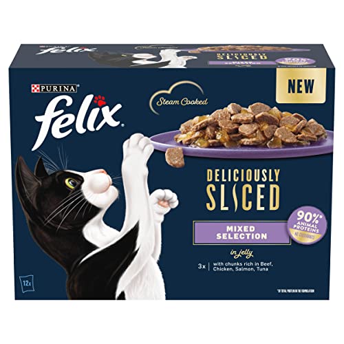 Felix Deliciously Sliced Adult Katzennassfutter gemischte Auswahl 12x80g