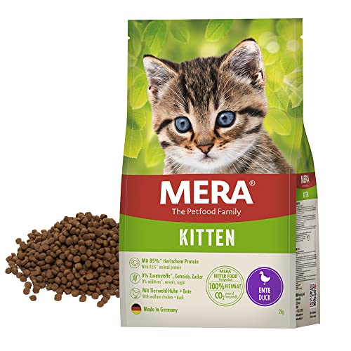 MERA Cats Kitten Ente Trockenfutter für heranwachsende Katzen und Kätzchen getreidefrei nachhaltig Katzentrockenfutter mit hohem Fleischanteil 2 kg