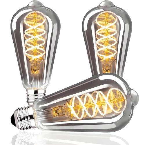 Vanpus 4W LED Edison Birne Dimmbar 2700K Warmweiß E27 Sockel 20000 Stunden Lebensdauer 90 CRI rauchgraues Glas Vintage Lampe - 3er Pack