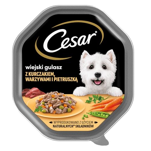 Cesar Landragout Nassfutter für ausgewachsene Hunde mit Geflügel und Gemüse Schale 14 x 150g