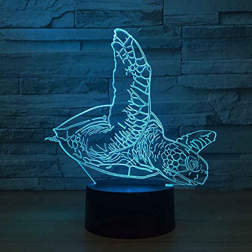 RZXYL 3D LED Nachtlicht tierische Schildkröte Illusion Lampe Für Kinder Jungen mädchen Schlafzimmer Dekoration Stimmungslicht USB Nachttischlampe Geburtstagsgeschenk 16 Farben Weihnachten