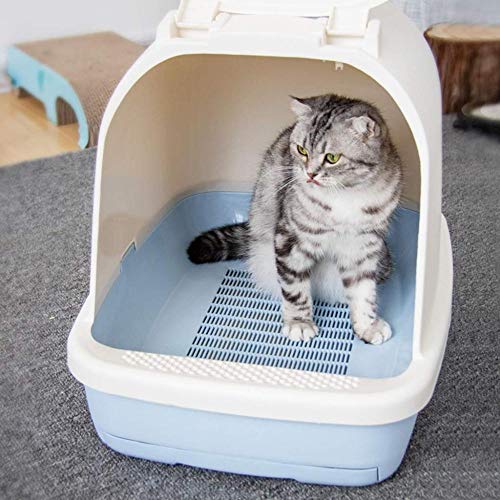 gengxinxin Matte Katzenstreu Dunstabzugshauben Zweischichtige Filterschublade Pan Front Flip Verhindert Spritzwasser Tragbares Sandbecken Grün rosa