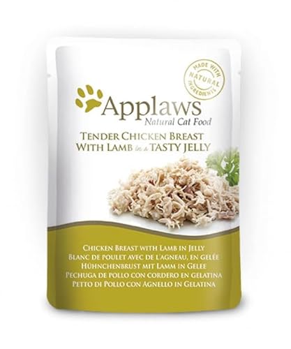 Applaws Nassfutter für Katzen 16 Beutel x 70 g verschiedene Geschmacksrichtungen Hühnchen und Lamm in Gelee