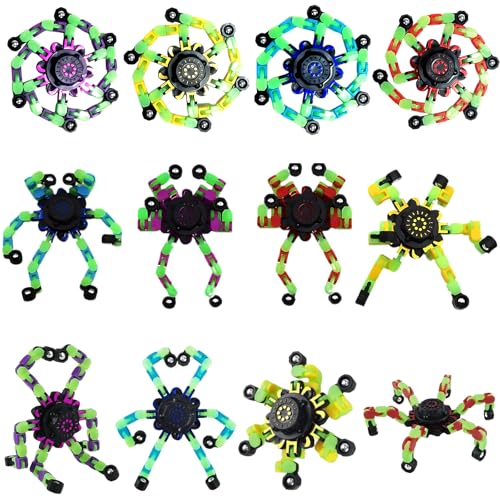 Fidget Spinner 12 Stück Roboter Spinner Blinkender Roboter Fidget Toys DIY Transformierbares Rotierendes Finger Spinnerg Fidget Spinner Set für Kinder Erwachsene Partygeschenk Geburtstagsfeier