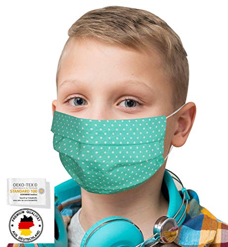 Mundschutz KINDER Mundschutz Maske Mundschutz mit Motiv gepunktet Masken Mundschutz waschbar Stoffmasken Mundschutz MINT