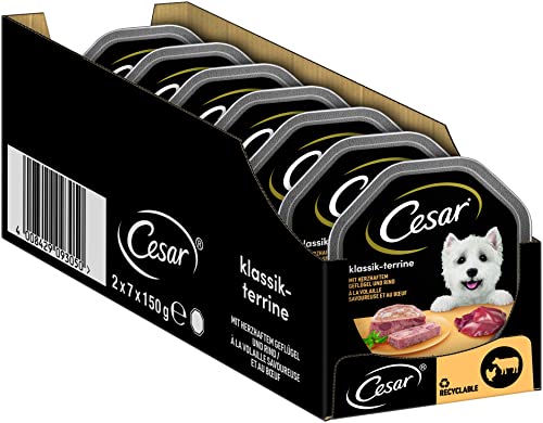 Hundefutter Klassiker Geflügel Rind 7 er Pack 7x 2 Schalenx 150 g