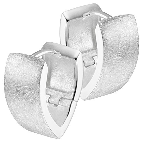 Vinani Klapp-Creolen V-Form breit gebürstet Sterling Silber 925 Ohrringe CJB
