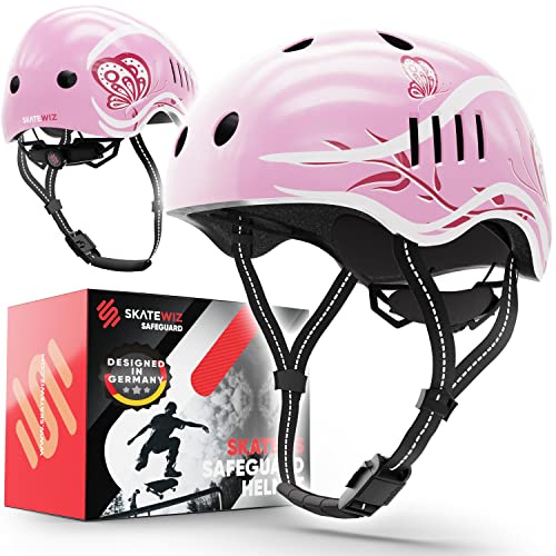 SKATEWIZ Kinder Fahrradhelm Mädchen - Fahrradhelm Kinder Jungen Fahrradhelm Kinder - Skaterhelm Kinder Fahrrad Helm Kind Kinderhelm - Helm Kinder Helm Fahrrad - Größe S Pink