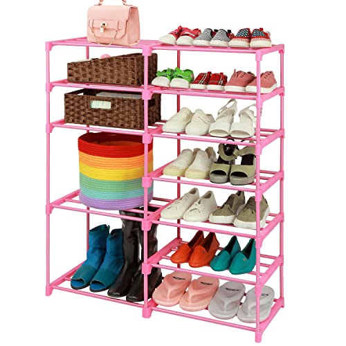 LNYZQUS Schuhregal mit 7 Etagen groß rosa 24-30 Paar Schuhregal Kinder-Schuhregal Organizer für Garage Schrank Eingangsbereich