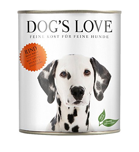DOG S LOVE Classic Nassfutter Hund Rind mit Apfel Spinat Zucchini 6 x 800g