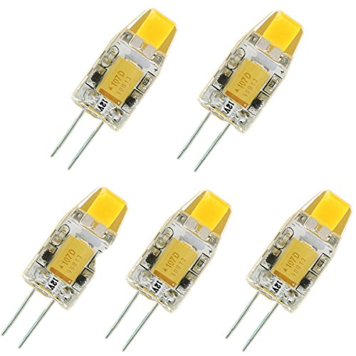 Aoxdi 5 Stück G4 LED Lampen 1.5W Warmweiß AC DC12V Nicht Dimmbar COB G4 LED Leuchtmittel Birne