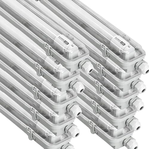 LumenTEC 10x G13 LED Feuchtraumleuchte IP65 1x T8 LED 18W 2430LM 120cm IP65 Feuchtraumleucht Wannenleuchte Leuchtstofflampe Neutralweiss 4000K 10x NW