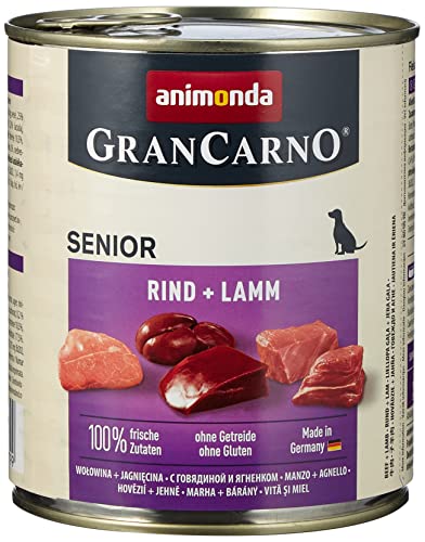 animonda GranCarno Hundefutter Senior Nassfutter für ältere Hunde ab 7 Jahren Rind - Lamm 6 x 800 g