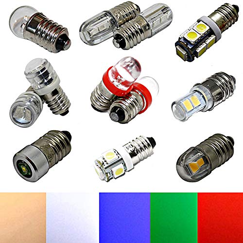 E10 LED 6V - Lampe Birne Schraubsockel Sparlampe Niedervolt SMD rot Round Heat 12x29mm