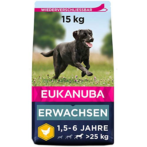 Eukanuba Hundefutter mit frischem Huhn große Rassen Premium Trockenfutter ausgewachsene Hunde 15 kg
