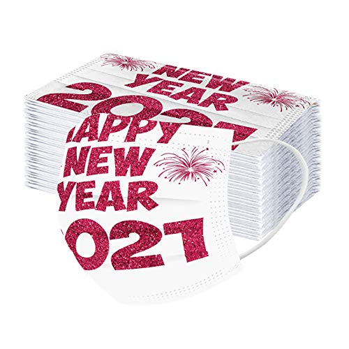 Pitashe 10 Stücke Herren Damen 2021 Happy New Year Weihnachten Einweg Nasenschutz Lustige Atmungsaktive Multifunktional Staubschutz Nasen Bandana Halstuch