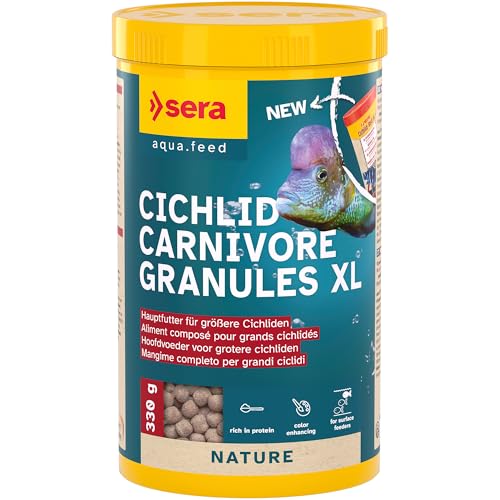 sera Cichlid Carnivore Granules XL 1.000 ml 330 g Hauptfutter für große Carnivore Cichliden schwimmendes Granulat mit viel Protein Omega-Fettsäuren fördert Farben Vitalität