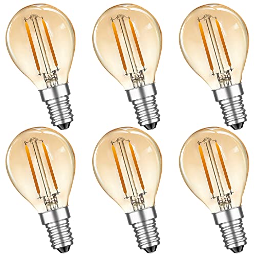 MZYOYO E14 2W LED Glühbirne Vintage 2W E14 LED Lampe 2W G45 2700K Warmweiß Birne ersetzt 10W Glühfadenlampe Leuchtmittel Retro Beleuchtung Nicht Dimmbar Amber 6 Stück