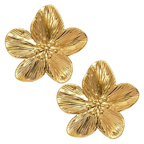 Ohrringe Blumen Blumen Ohrringe Gold Blumenohrringe Klobige Trendige Aus Sterlingsilber Große Creolen für Frauen Und Mädchen