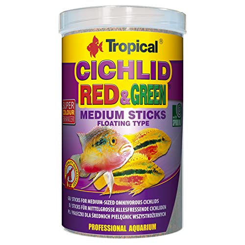 Tropical Cichlid Red Green Medium Sticks - Futtersticks für mittelgroße Cichliden mit Astaxanthin Spirulina 1er Pack 1 x 1 l