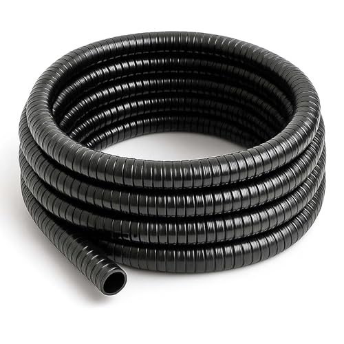 Wiltec Flexibler Förderschlauch 25m Spiralschlauch 25mm 1 schwarz mit Verstärkungsspirale Bewässerung Wasser Teich