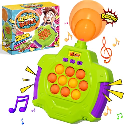 Quick Push Bubble Game Pop Elektronisches Spiel for Kinder Erwachsene Fast Push Pop Game with Ballon aufblasbar Sensory Squeeze Toys for Party Family Multiplay Rechargeable Battery Included