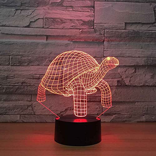CICOLO 3D tierische Schildkröte Nachtlicht für Kind Geschenke Dekoration Lampe für Wohnzimmer Schlafzimmer 16 Farbwechselnde mit Remote USB-Ladegerät Party Festival LED Täuschung Nachtlicht