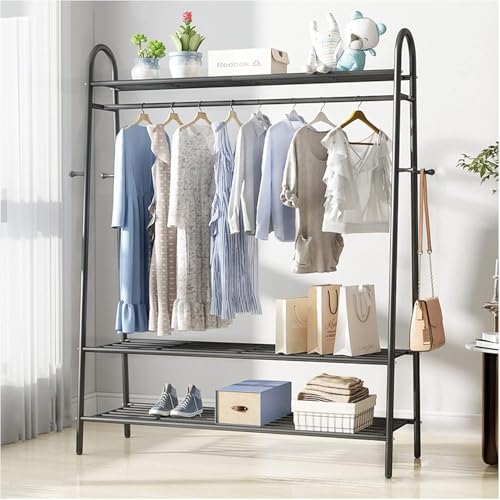 LoiYtrd Garderobenständer tragbarer Kleiderständer for Aufhängen von Kleiderstangen Schuhregal for Schlafzimmer und Waschküche Black 120Cm