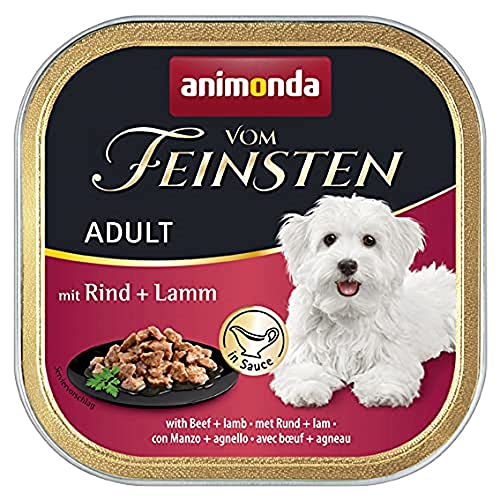 animonda Vom Feinsten Adult Hundefutter Nassfutter für Erwachsene Hunde mit Rind Lamm in Sauce 22 x 150 g