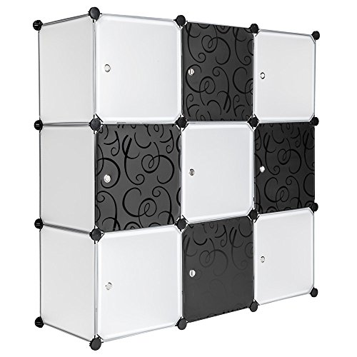 TecTake System Schrank Regal Sideboard Kunststoff schwarz weiß