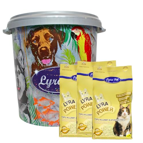 Lyra Pet 7 5 kg Tofu Katzenstreu in 30 L Tonne Parfümfreie Klumpstreu 300% Saugkraft Naturprodukt aus Erbsenprotein Auch für empfindliche Katzen Staubfrei für eine saubere Wohnung